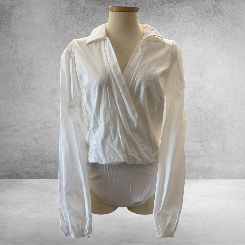 Fashion Nova White Wrap Bodysuit